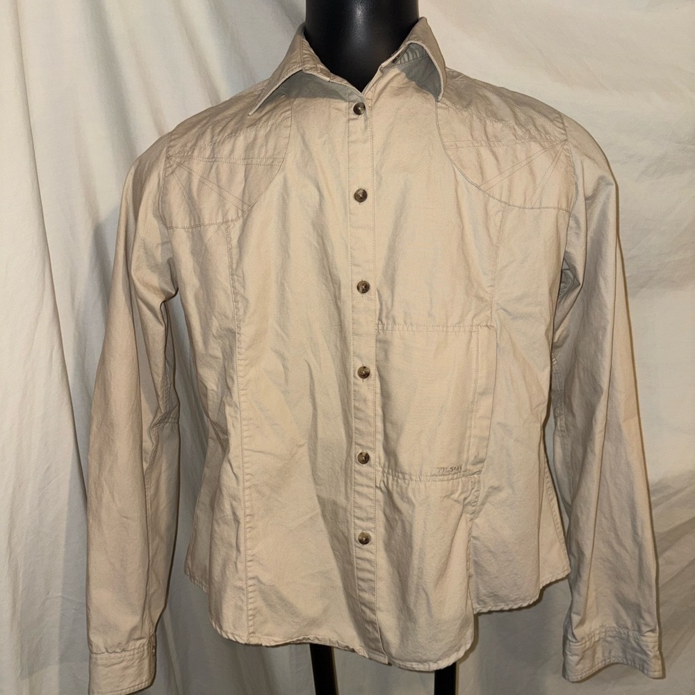 CC Filson Shirt Outdoors Guide Tan Beige Workwear Pockets Women's Large